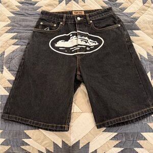 Corteiz Black Graphic Men's Denim Shorts